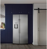 GE 21.8 Cu. Ft. Counter-Depth Side-by-Side Refrigerator - GZS22IYNFS - Refrigerator in Fingerprint Resistant Stainless Steel