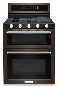 KitchenAid 30" Gas Double Oven Convection Range - KFGD500EBS