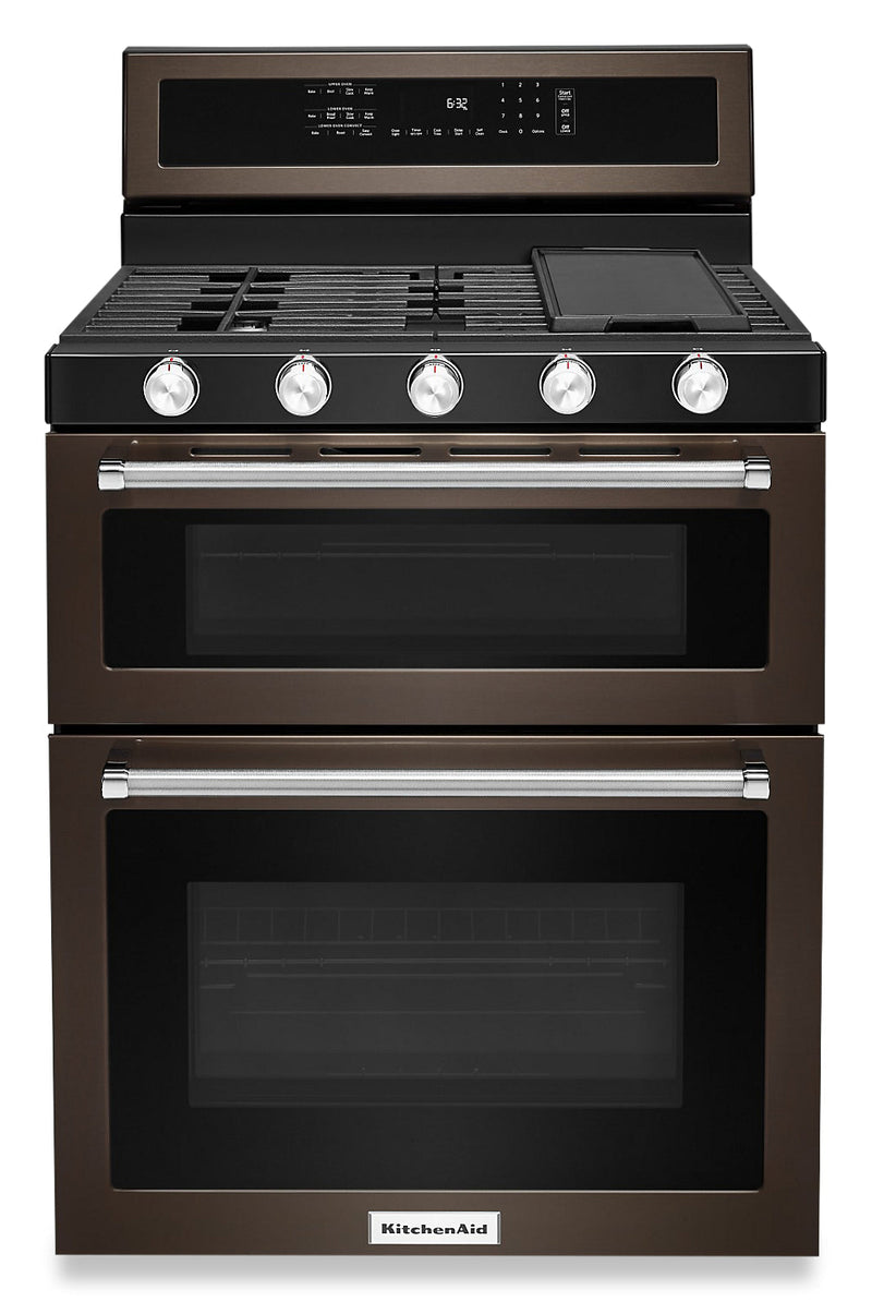 KitchenAid 30" Gas Double Oven Convection Range - KFGD500EBS