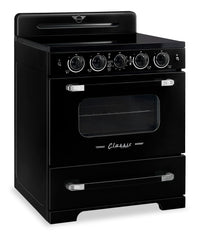 Classic Retro by Unique 30" 3.9 Cu. Ft. Induction Range - Midnight Black - UNQ-30CR IC B | Cuisnière à induction Classic Rétro par Unique de 30 po et de 3,9 pi3 - noir minuit - UNQ-30CR IC B | UNQ30ICB
