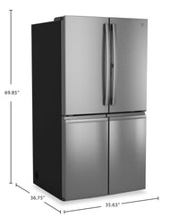GE Profile 36" 28.4 Cu. Ft. French-Door Refrigerator - Fingerprint Resistant Stainless Steel - PAD28BYTFS | Réfrigérateur GE de 28,4 pi3 et de 36 po à portes françaises - acier inoxydable résistant aux traces de doigts - PAD28BYTFS