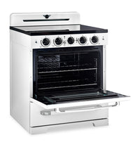 Classic Retro by Unique 30" 3.9 Cu. Ft. Induction Range - Marshmallow White - UNQ-30CR IC W  | Cuisinière à induction Classic Rétro par Unique de 30 po et de 3,9 pi3 - blanc guimauve - UNQ-30CR IC W  | UNQ30ICW