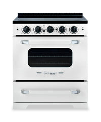 Classic Retro by Unique 30" 3.9 Cu. Ft. Induction Range - Marshmallow White - UNQ-30CR IC W  | Cuisinière à induction Classic Rétro par Unique de 30 po et de 3,9 pi3 - blanc guimauve - UNQ-30CR IC W  | UNQ30ICW