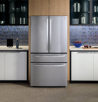 GE 36” 28.7 Cu. Ft. French-Door Refrigerator - Fingerprint Resistant Stainless Steel - PGE29BYTFS | Réfrigérateur GE de 28,7 pi3 et de 36 po à portes françaises - acier inoxydable résistant aux traces de doigts - PGE29BYTFS | PGE29BYS