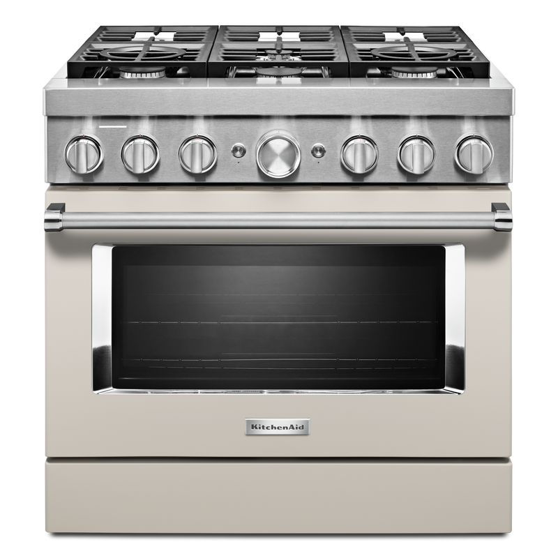 KitchenAid 36'' Smart Commercial-Style Gas Range - KFGC506JMH - Gas Range in Matte Milkshake 