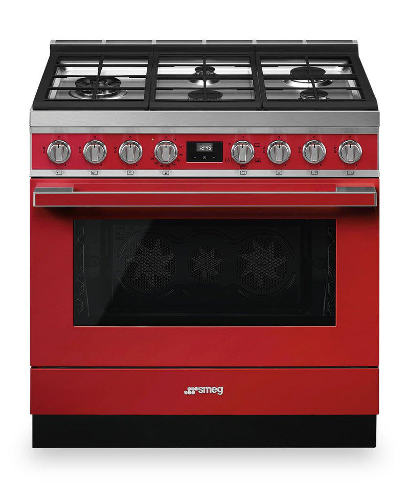 Smeg Portofino 4.5 Cu. Ft. Gas Range - CPF36UGGR|Cuisinière à gaz Smeg Portofino de 4,5 pi3 - CPF36UGGR