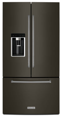 KitchenAid 23.8 Cu. Ft. French-Door Refrigerator – KRFC704FBS - Refrigerator with Exterior Water/Ice Dispenser, Ice Maker in Black Stainless Steel