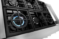 KitchenAid 48'' 6-Burner Commercial-Style Gas Range Top with Griddle - KCGC558JSS - Range Top in Stainless Steel 