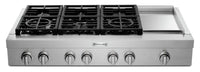 KitchenAid 48'' 6-Burner Commercial-Style Gas Range Top with Griddle - KCGC558JSS - Range Top in Stainless Steel 