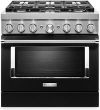 KitchenAid 36'' Smart Commercial-Style Dual Fuel Range - KFDC506JBK - Dual Fuel Range in Imperial Black 