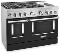 KitchenAid 48'' Smart Commercial-Style Dual Fuel Range with Griddle - KFDC558JBK - Dual Fuel Range in Imperial Black 