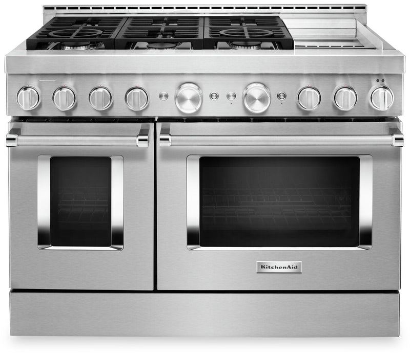 KitchenAid 48" Smart Commercial-Style Gas Range with Griddle - KFGC558JSS