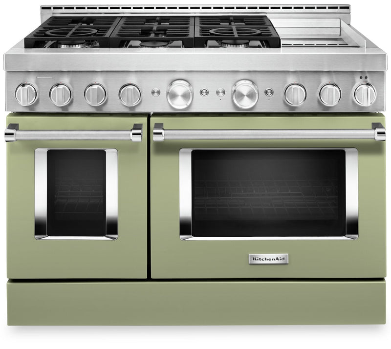 KitchenAid 48" Smart Commercial-Style Dual Fuel Range with Griddle - KFDC558JAV