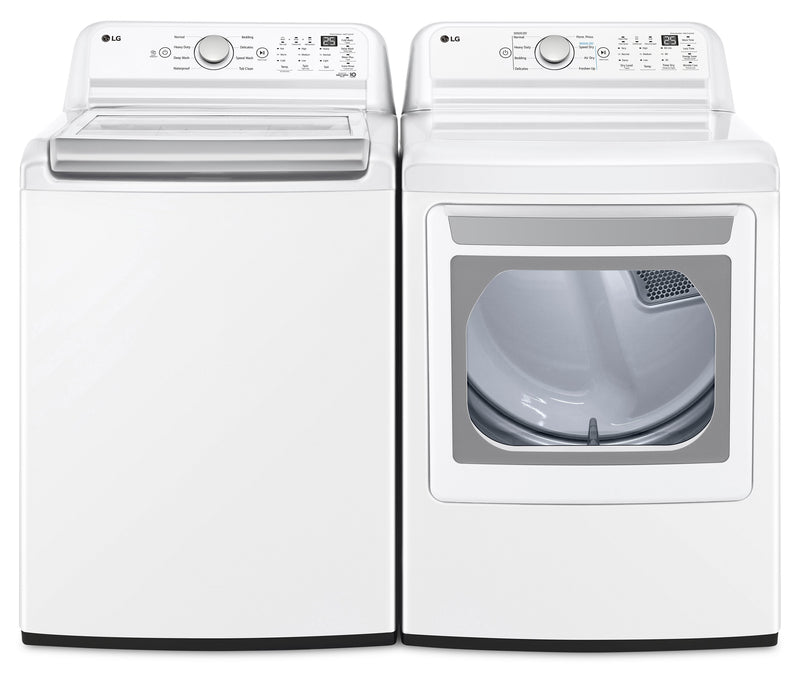 LG 5.8 Cu. Ft. Top-Load Washer and 7.3 Cu. Ft. Electric Dryer - White  |  Laveuse à chargement par le haut de 5,8 pi3 et sécheuse électrique de 7,3 pi3 de LG - blanches | LGTL7150