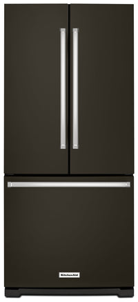 KitchenAid 20 Cu. Ft. French-Door Refrigerator with Interior Dispenser – KRFF300EBS - Refrigerator with Ice Maker in Black Stainless Steel