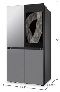 Samsung 36" 22.5 Cu. Ft. Bespoke Counter-Depth 4-Door Flex™ with AI Family Hub+™ Refrigerator - Stai… | Réfrigérateur BESPOKE Samsung de 22,5 pi³ et de 36 po de profondeur comptoir à 4 portes FlexMC avec …