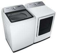 Samsung 6 Cu. Ft. Top-Load Washer and 7.4 Cu. Ft. Electric Dryer with Steam - White | Laveuse à chargement par le haut de 6 pi3 et sécheuse électrique de 7,4 pi3 avec vapeur de Samsung - blanches | SATL5500