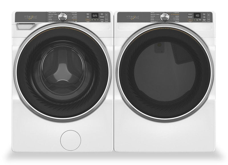 Whirlpool 5.8 Cu. Ft. Front-Load Washer with FreshFlow™ Vent System and 7.4 Cu. Ft. Gas Dryer  | Laveuse à chargement frontal de 5,8 pi³ avec système de ventilation FreshFlowMC et sécheuse à gaz de 7,4 pi³ de Whirlpool  | WHFL67WG