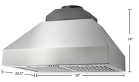 Thor Kitchen 30" Professional Wall-Mount Pyramid Range Hood - TRH30P 