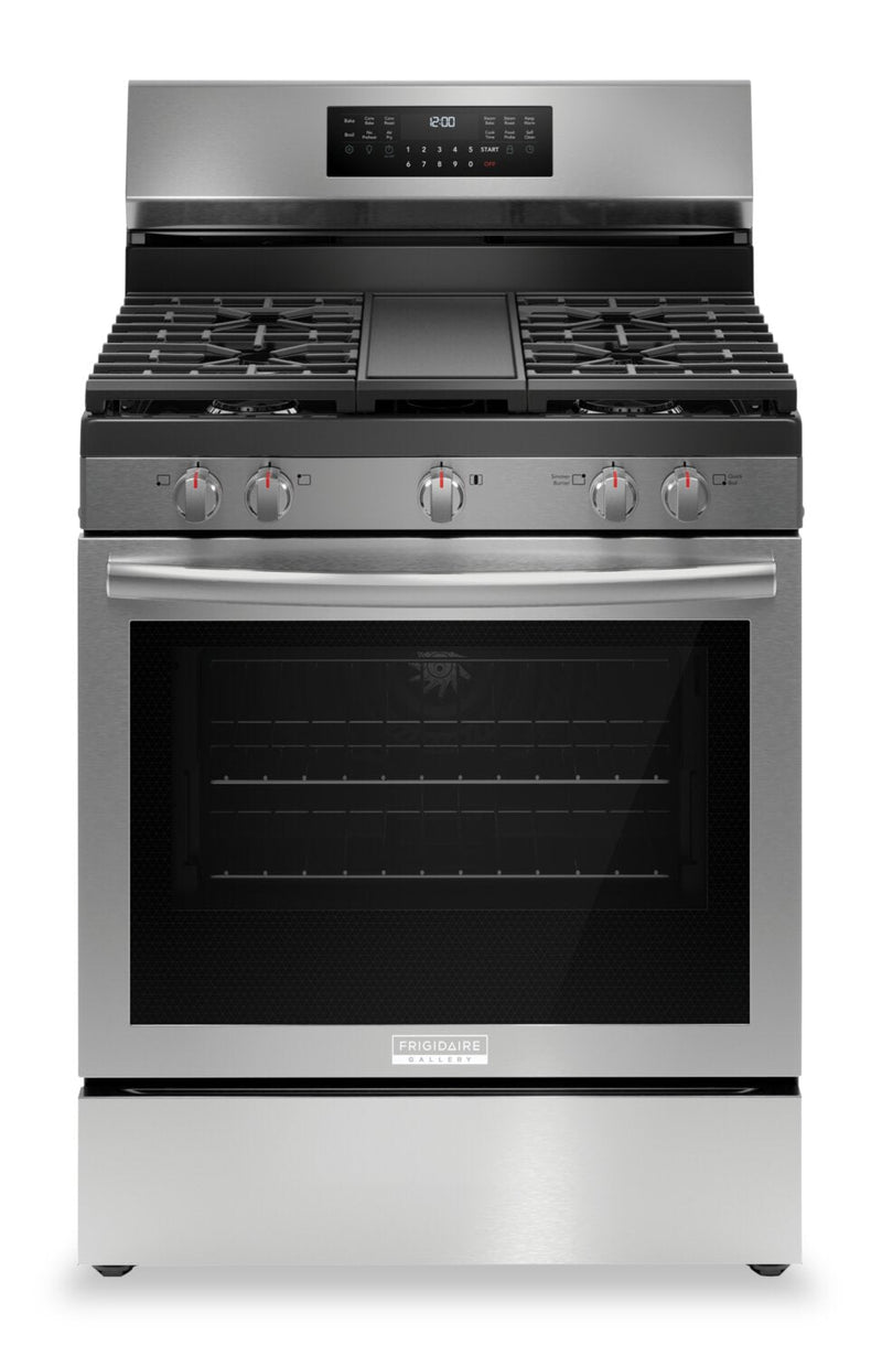 Frigidaire Gallery 5.1 Cu. Ft. Gas Range With Total Convection and Air Fry - Smudge-Proof® Stainless… | Cuisinière à gaz Frigidaire Gallery de 5,1 pi³ avec convection totale et friture à air - acier inoxy…