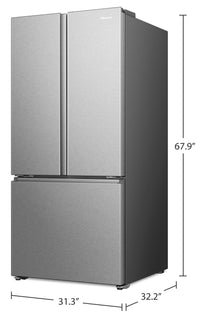 Hisense 31.3" 22.1 Cu. Ft. French-Door Refrigerator - Stainless Steel - RF22B3FSE | Réfrigérateur Hisense de 22,1 pi³ et de 31,3 po à portes françaises - acier inoxydable - RF22B3FSE