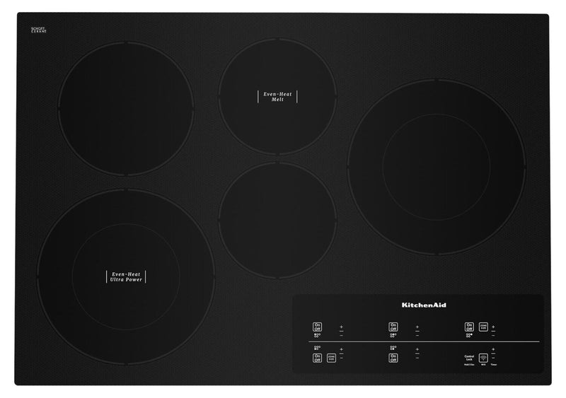 KitchenAid 30" Electric Cooktop with Touch-Activated Controls - KCES950KBL 