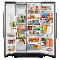 Maytag 36" 25 Cu. Ft. Side-by-Side Refrigerator - Stainless Steel - MRSF4036PZ | Réfrigérateur Maytag de 25 pi³ et de 36 po à compartiments juxtaposés - acier inoxydable - MRSF4036PZ | MRSF403Z