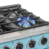 Classic Retro by Unique 36" 5.2 Cu. Ft. 6-Burner Gas Range with Convection - Ocean Mist Turquoise - UGP-36CR T | Cuisinière à gaz Classic Rétro par Unique de 36 po et de 5,2 pi3 à 6 brûleurs avec convection - turquoise brume marine - UGP-36CR T | UGP36CRT