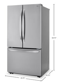 LG 36" 29 Cu. Ft. French-Door Refrigerator - Smudge Proof Stainless Steel - LRFCS29D6S | Réfrigérateur LG de 29 pi³ et de 36 po à portes françaises - acier inoxydable Smudge-ProofMD - LRFCS…