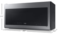 Samsung 2.1 Cu. Ft. Over-the-Range Microwave with 400 CFM and LED Display - Stainless Steel - ME21DG… | Four à micro-ondes à hotte intégrée Samsung de 2,1 pi³ avec 400 pi³/min et affichage à DEL - acier i…