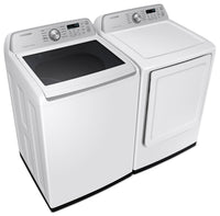 Samsung 5.4 Cu. Ft. Smart Top-Load Washer and 7.4 Cu. Ft. Electric Dryer - White | Laveuse intelligente à chargement par le haut 5,4 pi³, sécheuse électrique 7,4 pi³ Samsung - blanches | SATL350I