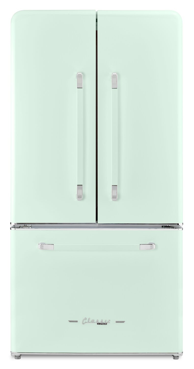 Classic Retro by Unique 36" 21.4 Cu. Ft. Counter-Depth Refrigerator - Summer Mint Green - UGP-595L LG AC | Réfrigérateur Classic Rétro par Unique de 36 po et de 21,4 pi3 de profondeur comptoir - vert menthe estival - UGP-595L LG AC | 595LLGAC