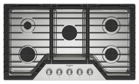 Whirlpool 36" Gas Cooktop with Fifth Burner and EZ-2-Lift™ Hinged Cast-Iron Grates - WCGK7036PS | Surface de cuisson à gaz Whirlpool de 36 po avec 5e brûleur et grilles en fonte à charnières EZ-2-LiftMC - WCGK7036PS | WCGK736S