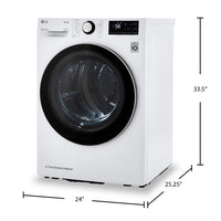 LG 4.2 Cu. Ft. Smart Heat Pump Dryer - White - Stackable - DLHC1455W | Sécheuse intelligente LG de 4,2 pi³ avec pompe à chaleur - blanche - superposable - DLHC1455W