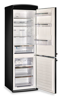 Classic Retro by Unique 24" 12 Cu. Ft. Bottom-Freezer Refrigerator - Midnight Black - UGP-340L B AC | Réfrigérateur Classic Rétro par Unique de 24 po et de 12 pi3 à congélateur inférieur - noir minuit - UGP-340L B AC | U340LBAC