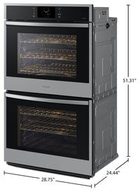 Samsung 30" 10.2 Cu. Ft. Electric Double Wall Oven with Steam Cook and Air Sous Vide - Stainless Ste… | Four mural double électrique Samsung de 10,2 pi³ et de 30 po avec cuisson à la vapeur et Air Sous Vi…