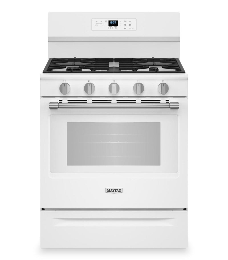 Maytag 5 Cu. Ft. Convection Gas Range with No Preheat Air Fry - White - MFGS6030RW | Cuisinière à gaz Maytag de 5 pi3 à convection avec friture à air sans préchauffage - blanche - MFGS6030RW | MFGS60RW