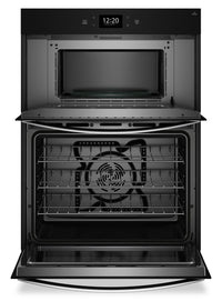 Whirlpool 30" 5 Cu. Ft. Electric Combination Wall Oven with True Convection - Black Stainless Steel … | Four mural combiné électrique Whirlpool de 5 pi³ et de 30 po avec convection véritable - acier inoxy…