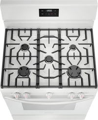 Frigidaire 5.1 Cu. Ft. Gas Range With Quick Boil and Five Burner Cooktop - White - FCRG3052BW | Cuisinière à gaz Frigidaire de 5,1 pi³ avec ébullition rapide et surface de cuisson à 5 brûleurs - b…