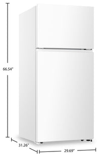 Hisense 30" 18 Cu. Ft. Top-Mount Refrigerator - White - RT18A2FWD | Réfrigérateur Hisense de 18 pi³ et de 30 po à congélateur supérieur - blanc - RT18A2FWD