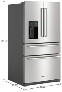 KitchenAid 36" 26.2 Cu. Ft. French-Door Refrigerator - PrintShield Stainless - KRMF536RPS | Réfrigérateur KitchenAid de 26,2 pi³ et de 36 po à portes françaises - acier inoxydable avec fini Pr…