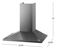 LG STUDIO 36" Wall-Mount Chimney Hood - LSHD3680ST 