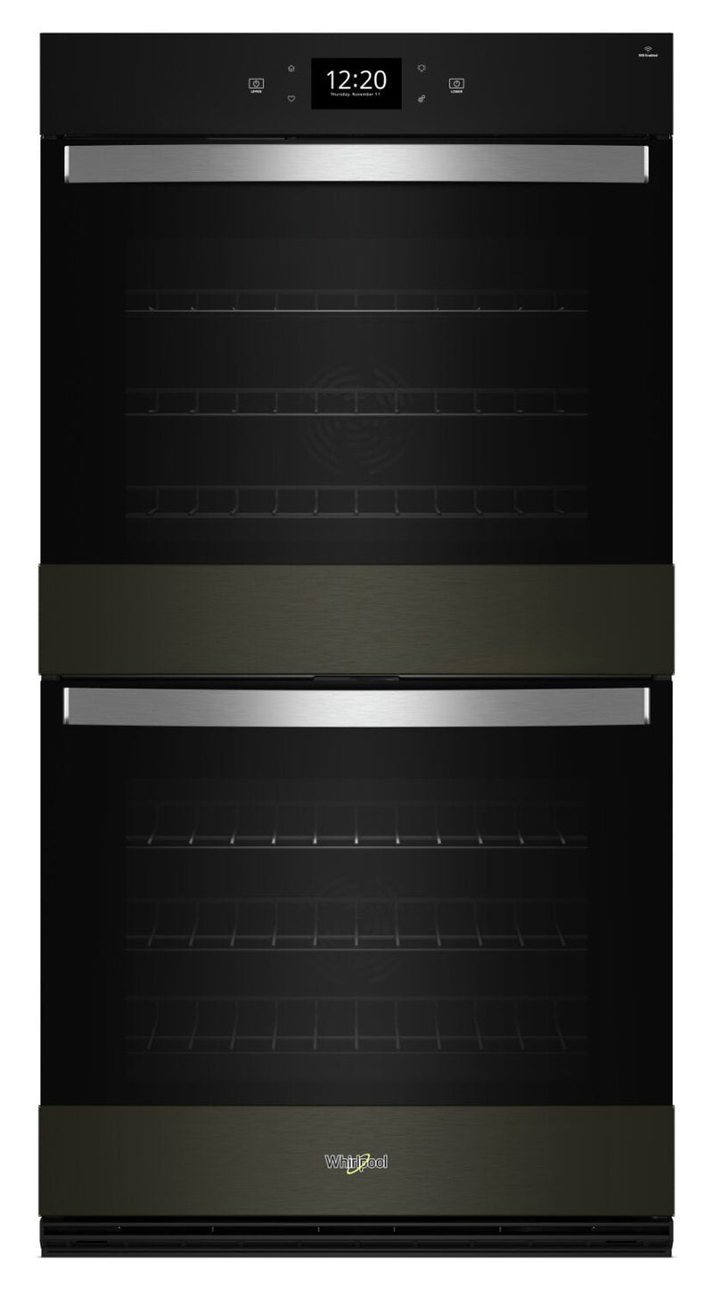 Whirlpool 30" 10 Cu. Ft. Electric Double Wall Oven with True Convection - Black Stainless Steel with… | Four mural double électrique Whirlpool de 10 pi³ et de 30 po avec convection véritable - acier inoxy…