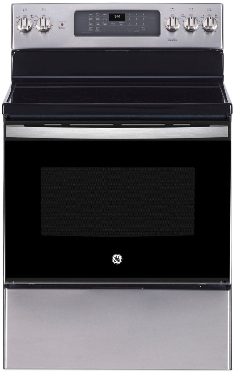 GE 5 Cu. Ft. Freestanding Electric Range with No-Preheat Air Fry - JCB840STSS 