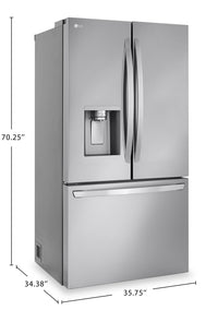 LG 36" 31 Cu. Ft. French-Door Standard-Depth MAX™ Refrigerator - Smudge Proof Stainless Steel - LF31… | Réfrigérateur LG de 31 pi³ et de 36 po à portes françaises de profondeur standard MAXMC - acier inox…