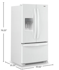 Whirlpool 36" 25 Cu. Ft. French-Door Refrigerator with Ice and Water Dispenser - WRFF3436RW | Réfrigérateur Whirlpool de 36 po et de 25 pi³ à portes françaises avec distributeur d’eau et de glaçons - WRFF3436RW | WRFF34RW