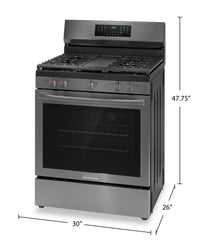 Frigidaire Gallery 5.1 Cu. Ft. Gas Range With Total Convection and Air Fry - Smudge-Proof® Black Sta… | Cuisinière à gaz Frigidaire Gallery de 5,1 pi³ avec convection totale et friture à air - acier inoxy…