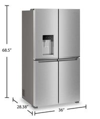 Whirlpool 36" 19 Cu. Ft. Counter-Depth 4-Door Refrigerator with Ice Maker - Stainless Steel - WRQC7836RZ | Réfrigérateur à 4 portes Whirlpool de 36 po et de 19 pi³ de profondeur comptoir avec machine à glaçons - acier inoxydable - WRQC7836RZ | WRQC783Z