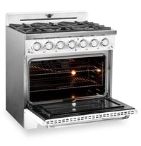 Classic Retro by Unique 36" 5.2 Cu. Ft. 6-Burner Gas Range with Convection - Marshmallow White - UGP-36CR W | Cuisinière à gaz Classic Rétro par Unique de 36 po et de 5,2 pi3 à 6 brûleurs avec convection - blanc guimauve - UGP-36CR W | UGP36CRW