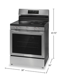 Frigidaire Gallery 5.3 Cu. Ft. Electric Range With Total Convection and Air Fry - Smudge-Proof® Stai… | Cuisinière électrique Frigidaire Gallery de 5,3 pi³ avec convection totale et friture à air - acier …